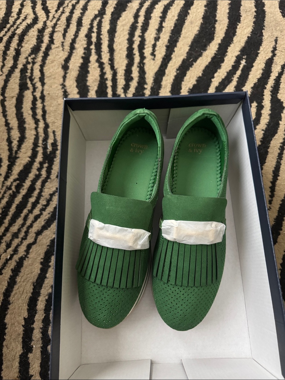 Green Platform Fringe Loafer Sneakers NWT - Picture 7 of 10